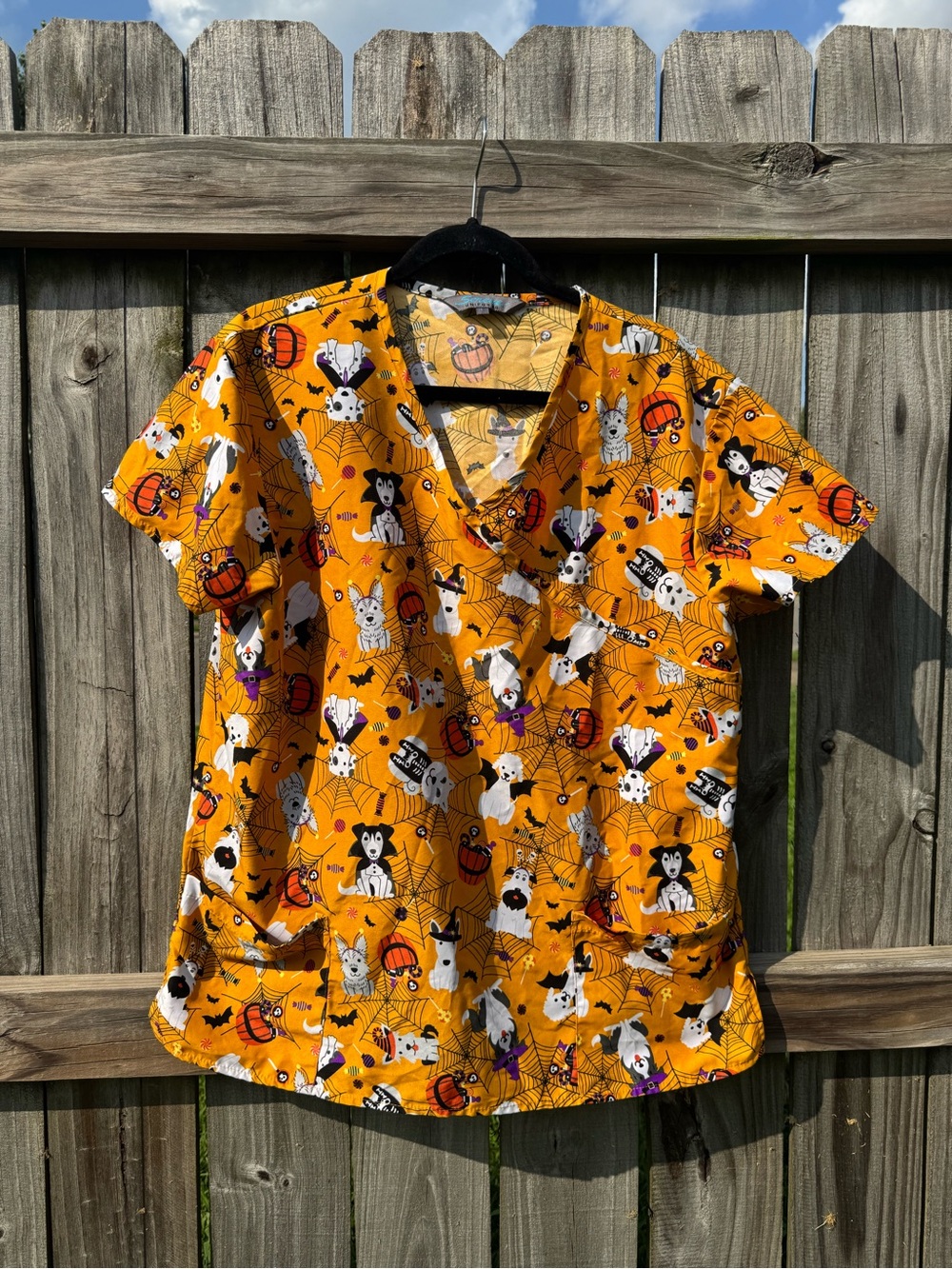 Senreve Yellow Halloween Pumpkin & Ghost Print Top